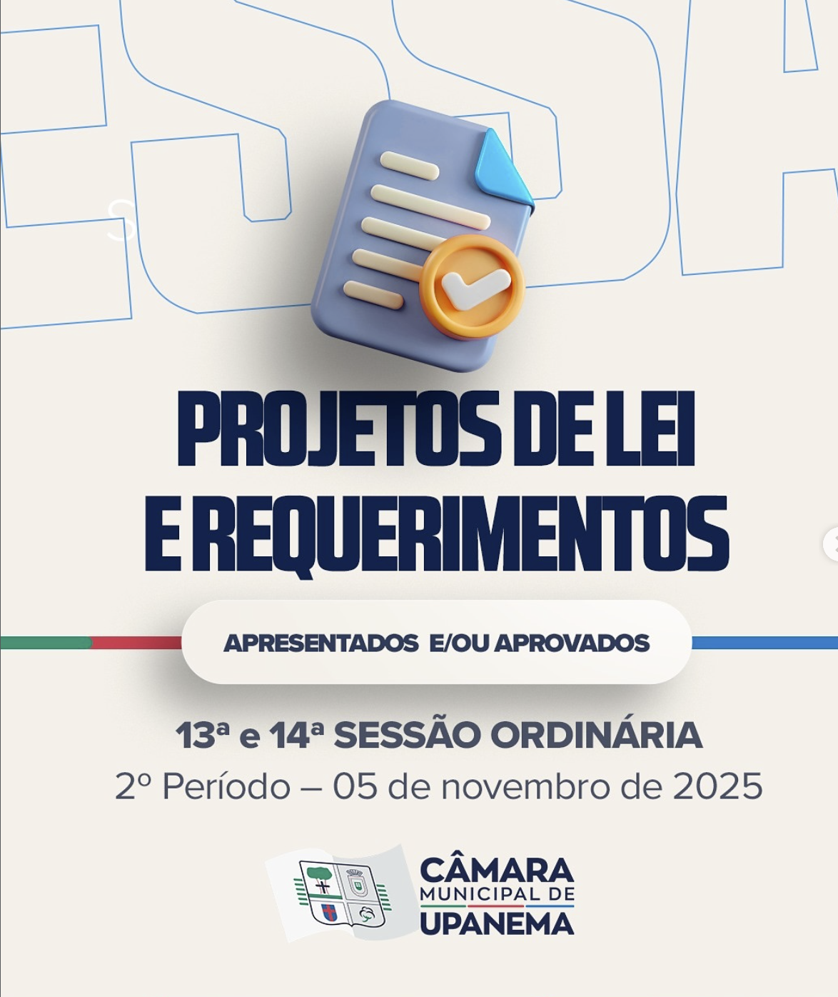 Câmara de Upanema realiza duas Sessões Ordinárias em 05 de novembro