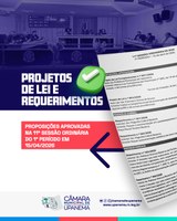 Confira as preposições aprovadas na 11ª Sessão Ordinária do 1° Período Legislativo da Câmara Municipal de Upanema.